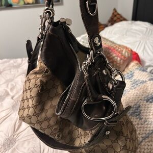 Authentic Gucci Beige and Dark Brown Shoulder Bag